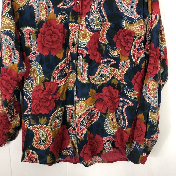 Vintage Paisley Floral Single Stitch Button Down Sz S - Picture 3 of 10